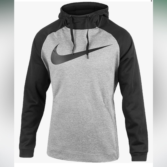 Nike Mens Therma Swoosh Essential Gray & Black Pull Over Hoodie Size XXL - Picture 1 of 7